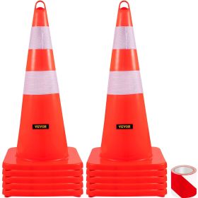 VEVOR Safety Cones, 10PCS 28" Traffic Cones, PVC Orange Construction Cones