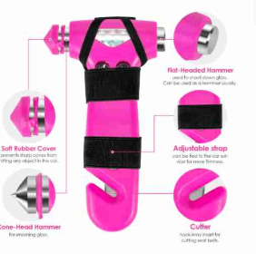 Car Safety Hammer Gift for Women, Three-in-One Tool with Window Breaker and Seat Belt Cutter, Safety Emergency Car Escape Tool for Family, Childr