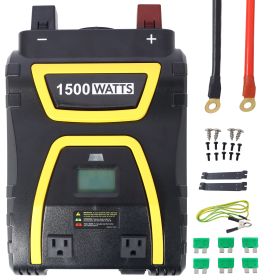 1500 Watts Power Inverter Modified Sine Wave Car LED Display, Portable AC Power Emergencies, Job Sites, Trucks Boats Off Grid RV Camping (Color: as Pic)